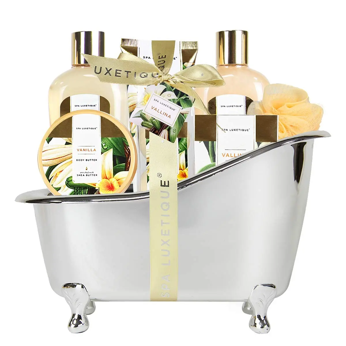 Bath and Body Care Spa Gift Baskets for Women Gift, 8 Pcs Vanilla Scent Bath Sets, Bubble Bath Set, Vanilla Spa Kit Mother's Day Gift For Mom Pamper Your Mother