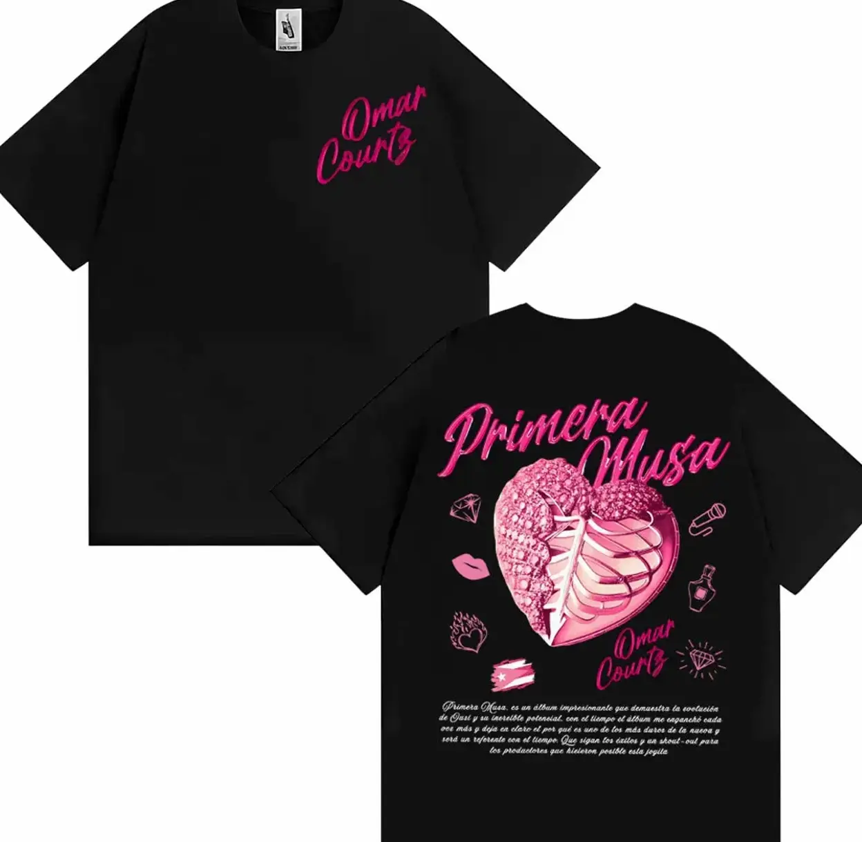 Omar Courtz Primera Musa 2025 World Tour T Shirts Men Women Harajuku Hip Hop Pop Music T-shirt Cotton 100% unisexd Tshirt Tops D5B