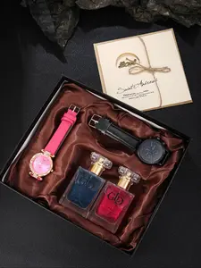 Romantic Couple Watch Gift Box Set, Ladies' Watch & Men's Watch, Two Perfume Bottles, Handmade Greeting Card Included, Scent, Unique Birthday Gifts