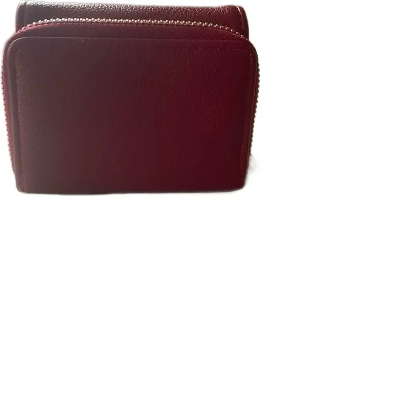Elegant Ruby Red Leather Wallet with Zip Closure and Multiple Pockets for Organized Storage
