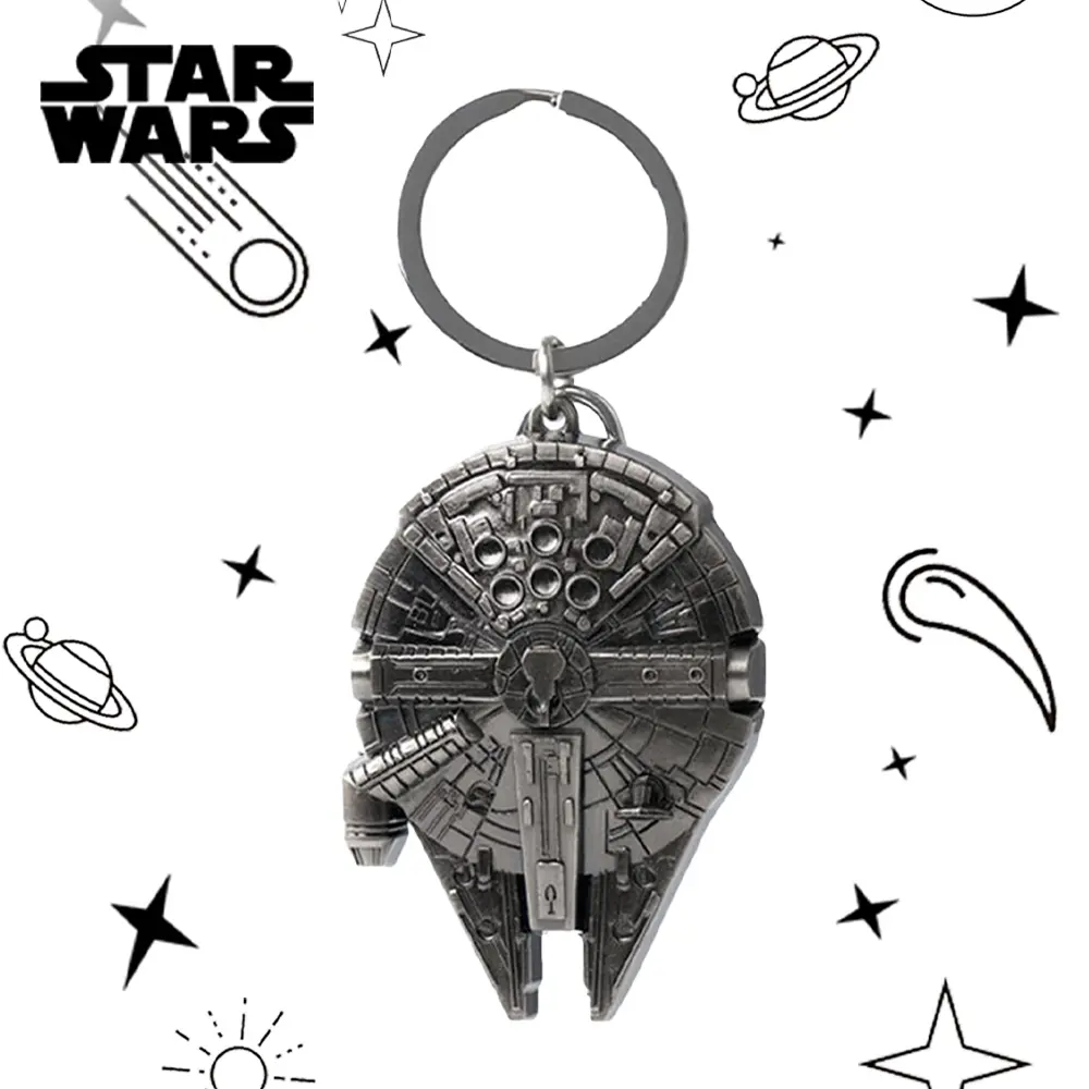 1PC Star Wars officially licensed Star Wars Millennium Falcon Handsome Pewter Keychain Metal Keychain Handsome Decoration to Hang on Key Backpack Christmas Birthday Gift for Friends Star Wars Fans