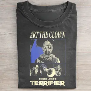 Vintage Terrifier Art The Clown Graphic Tee - Terrifier Movie Shirt - Horror Characters Tee - Iconic Villains From Horror Films - Damien Leone's Terrifier Movie - Halloween Shirt - Spooky Season - Trick or Treat - Fall Season - All Seasons Top Womenswear