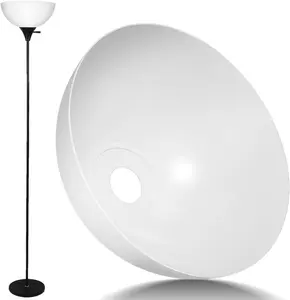 Floor Lamp Shade, Plastic Bowl White Lamp Shades Replacement, 1.65 inch/ 42 mm Fitter Lamp Light Covers for Floor Lamps Upright (11 inch Diameter)