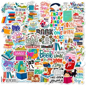 50 book reading stickers for computer, mobile phone, tablet decoration, book reading graffiti decoration