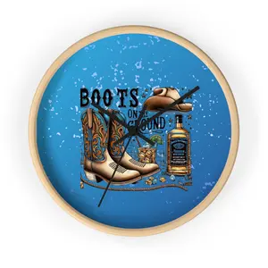 Rustic Western Wall Clock, Boots on the Ground, Country Decor, Cowboy Gift, Bar Wall Art, Farmhouse Style