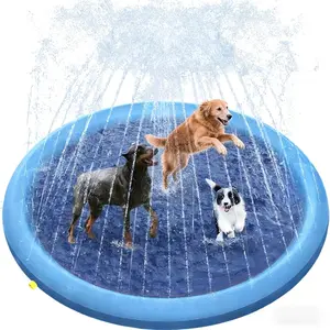 0.6mm Thickened Non Slip Dog Splash Pad, Large Dog Giant Breed Sprinkler Pool Cooling Mat, Durable Heavy Duty Outdoor Splash Sprinkler for Summer Cooling Bathing Backyard Lawn Pet Water Play Toy