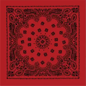 Red & Black - Jumbo Trainmen Paisley Bandana, 100% Cotton, 27" x 27"