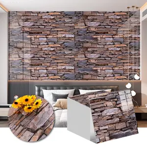 Self-Adhesive Brick Texture Tiles, Cultural Stone Wallpaper Stickers, Easy Peel and Stick, TV Background Wall Decor, Modern Wall Decoration, Simple Installation