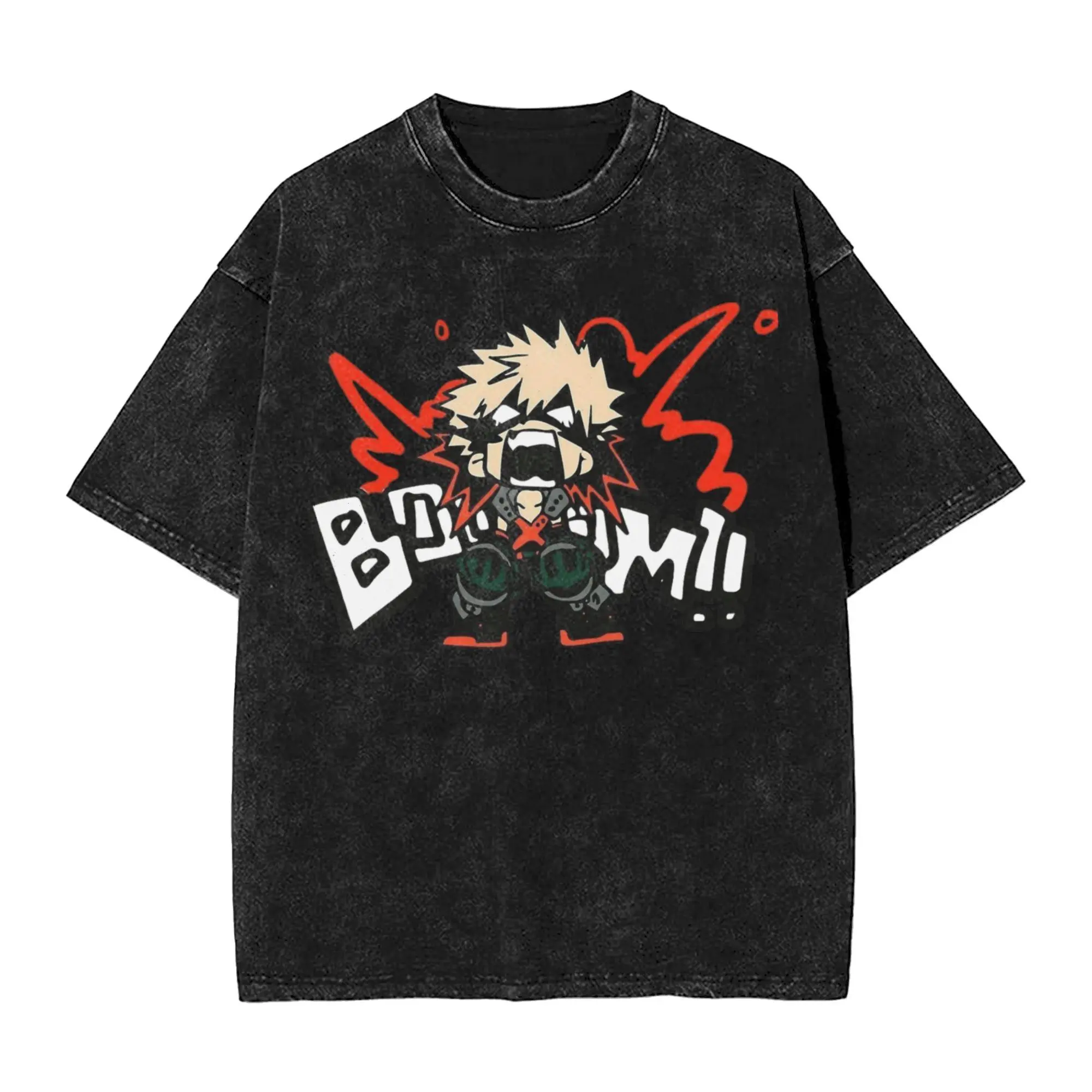 My Hero Academia Midoriya Izuku T Shirt Hip Hop Washed Cotton High Street T-Shirts for Men Women 14Tops Streetwear Graphic Tees