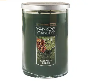 Yankee Candle Balsam & Cedar Scented, Classic Large 22oz Dual-Wick Tumbler Candle, Over 75 Hours Burn Time, Ideal for Holiday Season