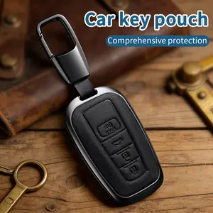 For Toyota brand Key Fob Cover Genuine Leather With Keychain,Leather Key Case Compatible with 2019-2025 Rav4 2020-2022 Highlander Corolla Prius 2018-2024 Camry Avalon C-HR GT86 ﻿