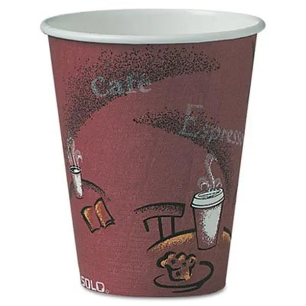 SOLO Cup Company OF8BI-0041 Bistro Design Hot Drink Cups- Paper- 8 oz.- Maroon- 500/Carton