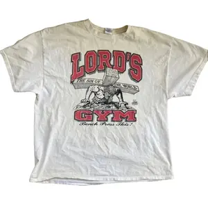 Vintage 1990s LORDS GYM His Pain Your Gain Cotton T-SHIRT,  Hipster Swag God Lord Jesus Christian Anvil Menswear Soft