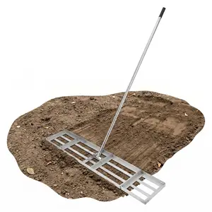 36" Hand Push Stainless Steel Lawn Leveling Rake, Heavy Duty Landscape Drag Harrow for Yard, Garden, Soil & Sand Leveling