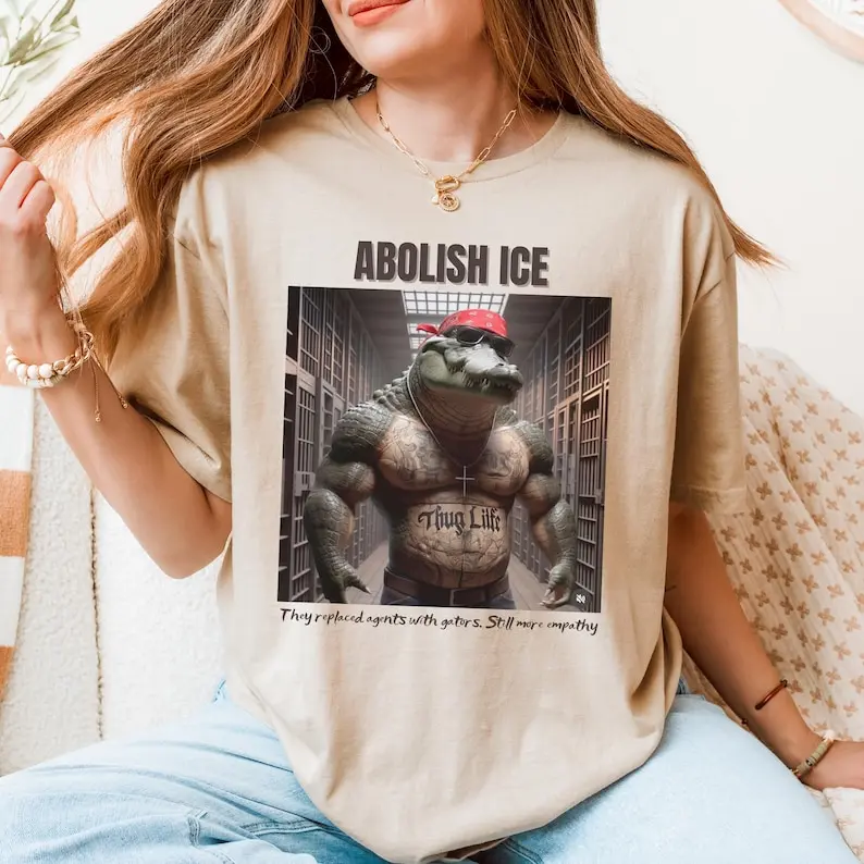 Abolish ICE Alligator Shirt, Alligator Alcatraz Shirt, Abolish ICE Shirt, Anti-ICE Funny Prison Tee, Alcatraz Meme Tee, Gator Gang T-Shirt