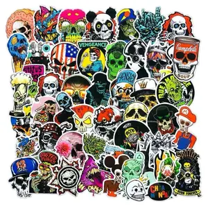 50 pack of skulls, skeleton and horror themed stickers and decals. Waterproof and no duplicates