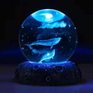 Whales   Ball Figurine, 2.4inch Oceans Glass Ball Gifts for Women, Sculpture Display Paperweight Keepsakes for Marine Organism Lover  Decor