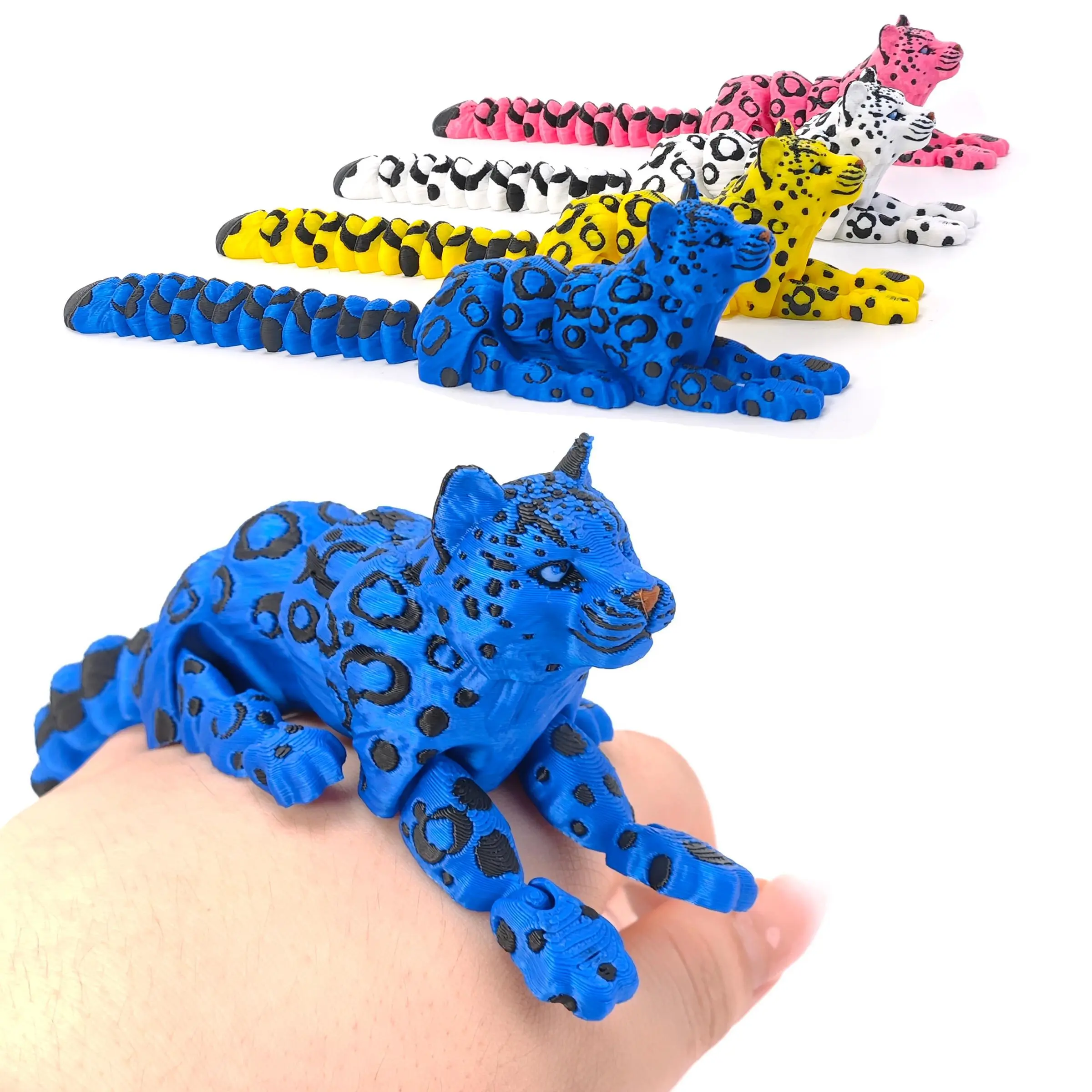 3D Printed Leopard Model Ornament, 1 Count Articulated Joint Leopard Model Decoration, Desktop Decoration for Home Office Car, Decorative Figurines