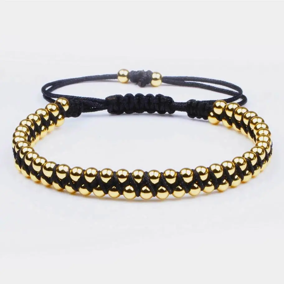 New Classic Men Women Bracelet 4MM Stainless Steel Beads Hand Braid Male Personalized Charms Jewelry Bracelet For Girls Gift