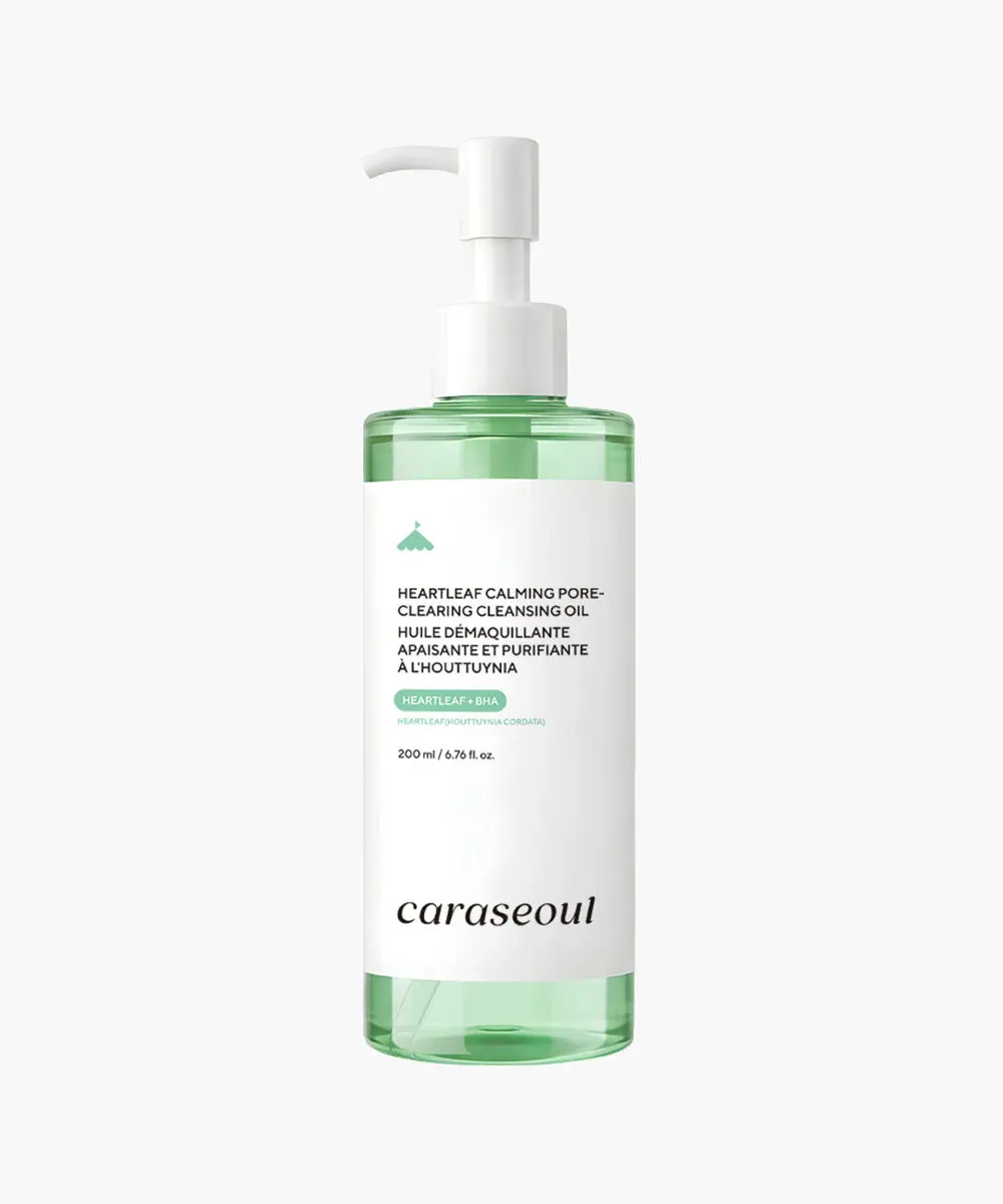 [caraseoul Official] Heartleaf Calming Pore Clearing Cleansing Oil – Korean Oil Cleanser & Makeup Remover, BHA Pore Care, Lightweight First Cleanse for All Skin Types, 200ml