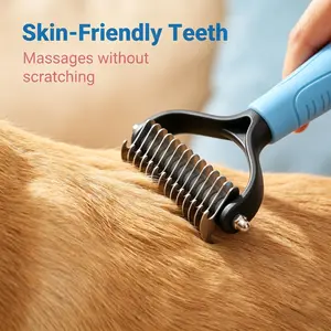 pet hair removal tool,Cat comb， Pet Grooming Comb for Dogs & Cats | Rounded Ends Gentle Deshedding & Detangling Brush