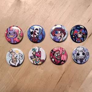 Digital Circus Button Pins (Jax, Gangle, Pomni, Kinger, Ragatha, Zooble, Caine, Bubble) Pinback Buttons, Perfect for Bags, Jackets, Pins For Backpack, Backpack Accessories!