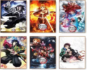 Demon Slayer Art Poster Set - 6 Unique Designs for Anime Fans - High-Quality Wall Art for Home Decor Japanese Anime Wall Decor for Teens Anime Lovers Posters Canvas Art Print Manga Picturea