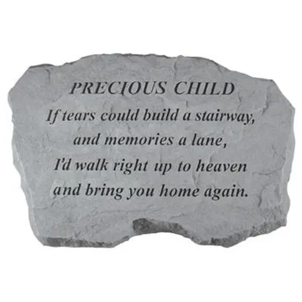 212 MAIN Personalized Cast Stone Memorial Wall-Mount Outdoor Accessory - Personalized Garden Stone, "Precious Child-If Tears Could Build A Stairway", Weatherproof, 16x10.5x1.5in Backyard Garden Accessories