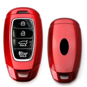 iJDMTOY Red Gloss Finish Hard Shell Key Fob Cover Case, For 2018/2019-up Hyundai Kona Veloster Elantra GT Santa Fe Palisade 4-Button Smart Key Fob