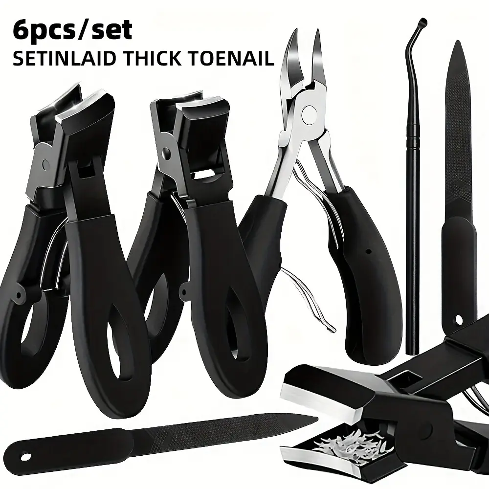Professional Podiatrist Toenail Clippers Set, 6-in-1 Heavy Duty Nail Care Kit for Thick, Ingrown Nails