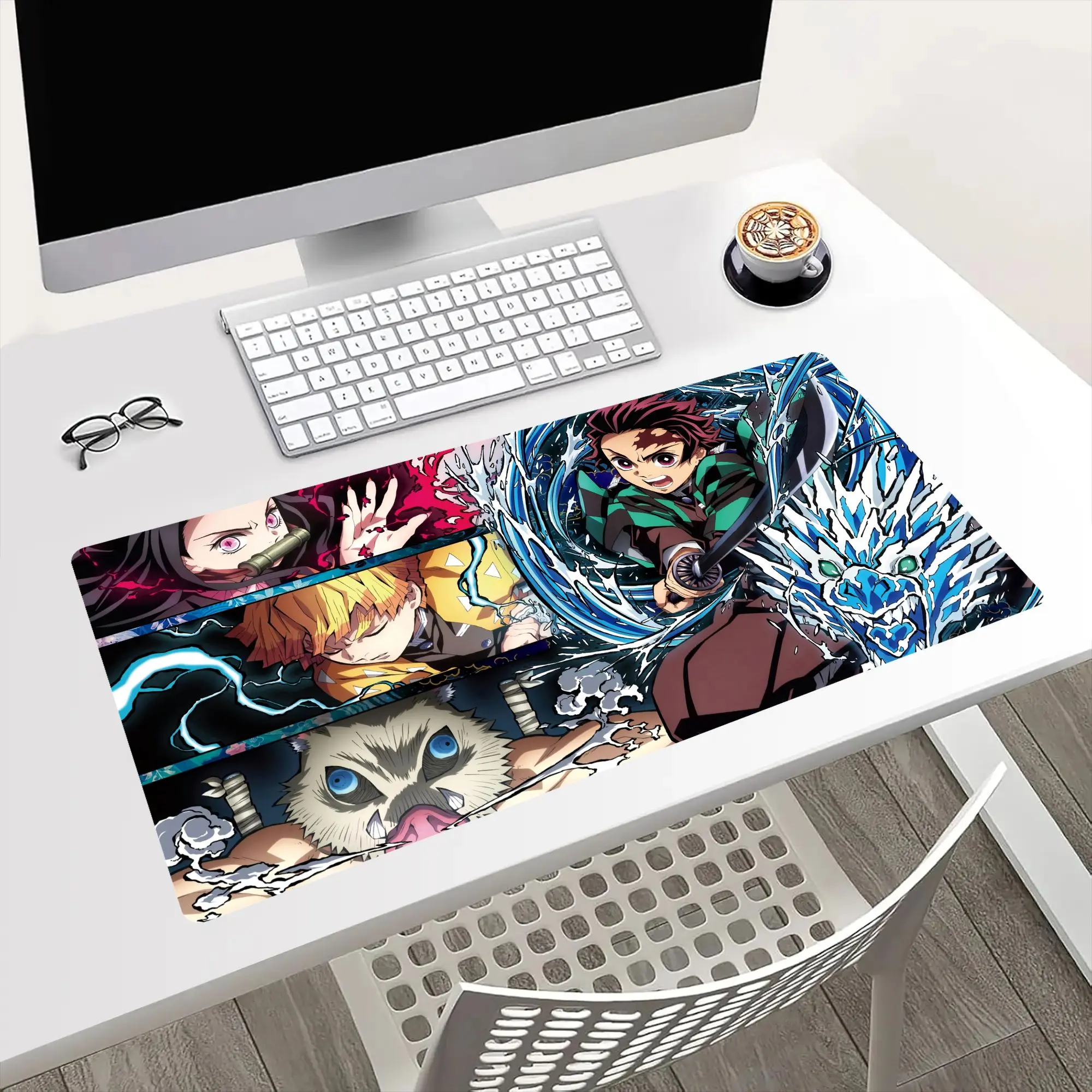 Demon Slayer Anime XXL Micro-Weave Gaming Mouse Pad, Extended Non-Slip Desk Mat with Stitched Edges, 90x40cm (35.4x15.7in) High Glide Pad for Gamers/Workers, Desk Protection for Home & Office
