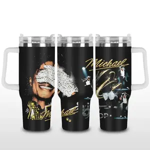 MichealJ 40oz Tumbler With Handle – King of Pop Insulated Travel Mug, Gift for Fans
