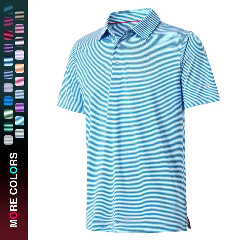 MAELREG Men's Striped Polo Shirt Short Sleeve Quick Dry Breathable Golf Casual Top Summer Outfit Trendy Look Daily Wear