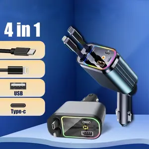 66W 4-in-1 Starry Sky Projection Charging Stand with Colorful Breathing Light Supports Lightning Type-C Fast Charging 2 USB Ports Compatible with iPhone 15 14 13 12 Samsung Galaxy Pixel and Other iOS Android Devices