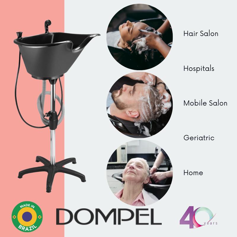 Bundle Wash Unit, Portable Shampoo Sink, Includes Drain Hose and Faucet with Hose, Headrest and Set of 4 Hair Brushes. - Dompel