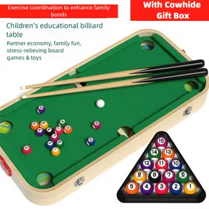 5-in-1 Wooden Tabletop Pool Table Set for Kids & Adults - Mini Billiards, Hockey, Bowling & Puzzle Games - Portable Multi-Game Arcade for Family Night & Gifts