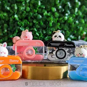 Camera Keychain, Cute Animal Liquid Key Chain, Panda Cat Pig Rabbit Accessory, Bunny Bag Charm, Fruit Shaker, Carrot, Fish, Strawberry, Milk cute keychain
