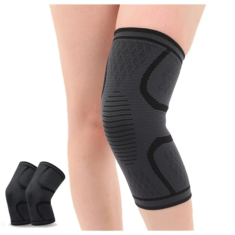 2 Pack Ergonomic Knee Sleeves - Leg Supporter Knee Stabilizer with Slim Design, Absorbing Sweat Breathable Fabric, Double Grip for Volleyball, Weightlifting, Sports Workouts