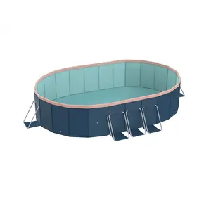 3.0m oval free inflatable garden PVC swimming pool dark blue