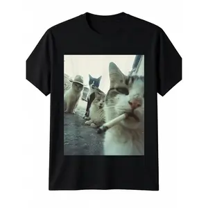 Humorous Retro Style Smoky Cat Graphic Tee Comfortable Breathable Summer T shirt graphic tee