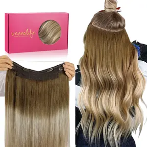 WENNALIFE 100g to 140g Wire Hair Extensions Ombre Walnut Brown to Ash Brown Real Human Hair Thicker Remy Real Hair Extensions