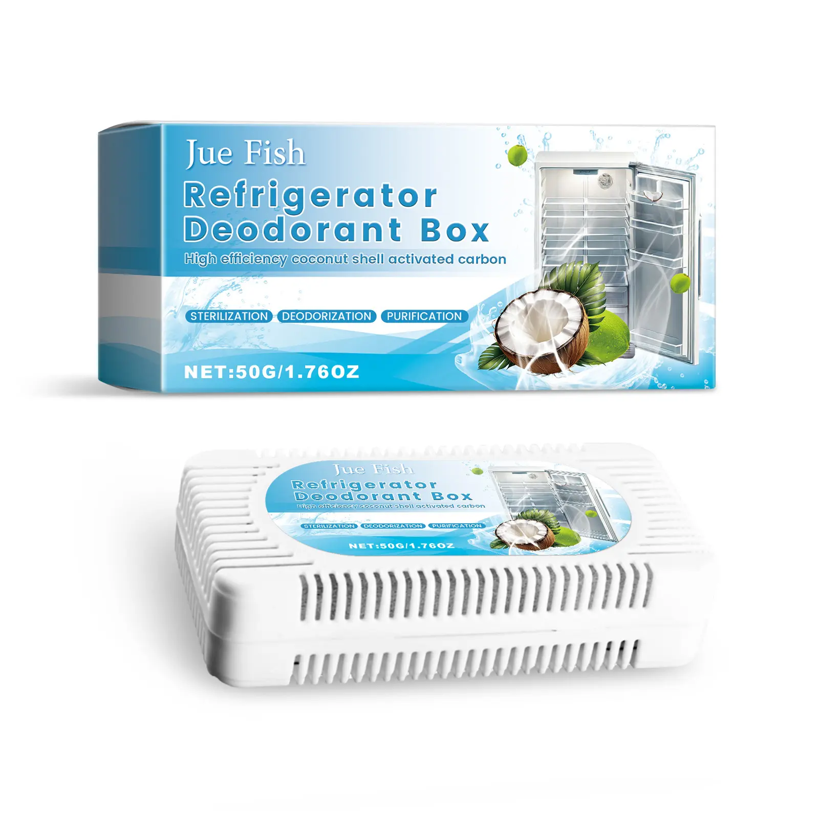 1pc Deodorant Box (Approx.5.6 * 11.8 Cm, Compact Design, 50g/1.76 oz) - Home Fridge Odor Eliminator, Prevents Smell Transfer to Food, Fits in Refrigerator, Freezer Sections, Microwave Oven
