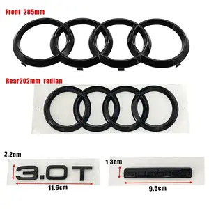 Audi 4Ring Logo Emblem 202mm 285mm For A7 2012-2018 Car Styling Hood Front Bonnet Grill Rear Trunk Quattro Branding Sticker Accessories