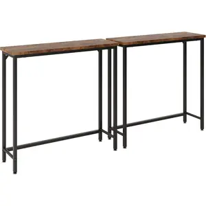 2 Pack Narrow Entryway Console Table & Sofa Side Table Industrial Hallway Table for Small Spaces, Behind Couch Multi-Functional for Living Room Bedroom Office, Brown 29.5" x 9.4" x 29.5"