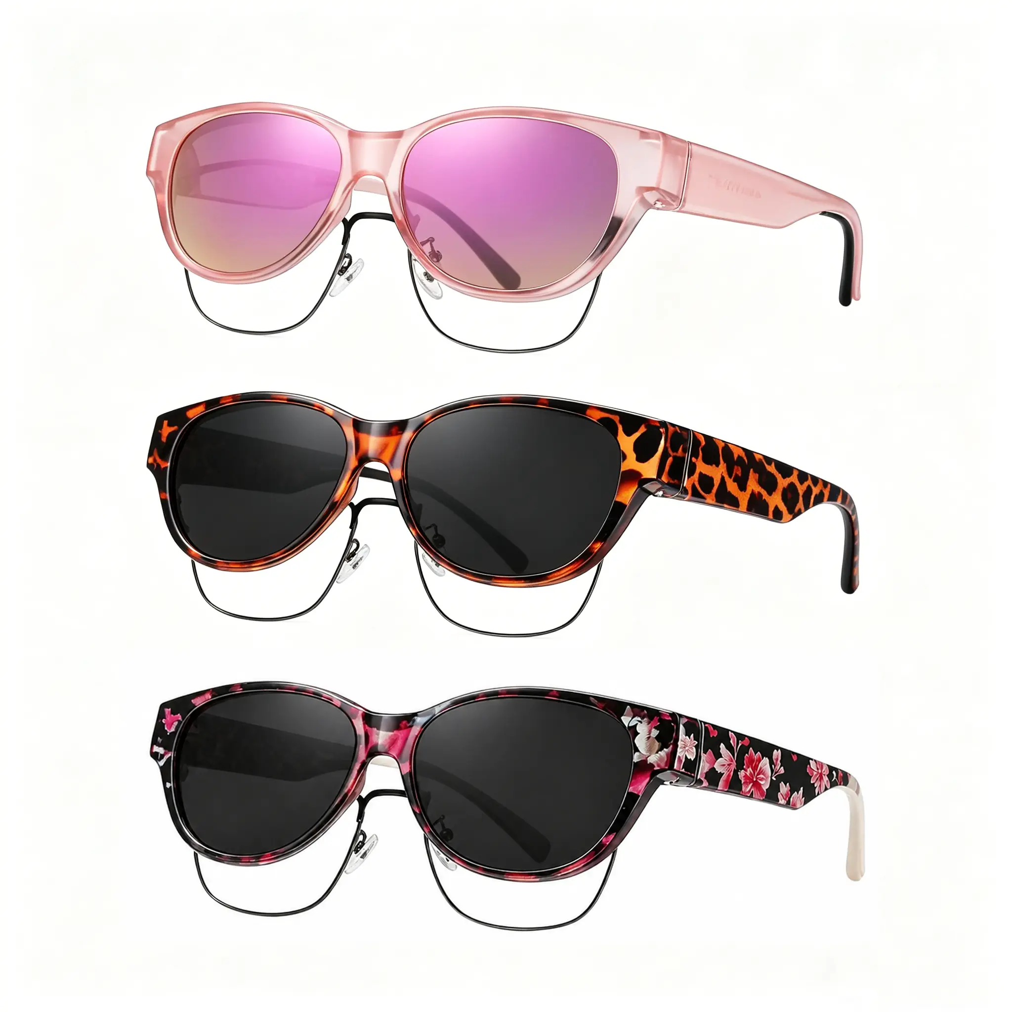 Polarized Fit-Over Prescription Sunglasses,Oversized Square Full-Rim Plastic Frames, UV400Protection, Glare-Reducing Lenses, Unisex Eyewear,Fashion Accessories for Women, Single Pair