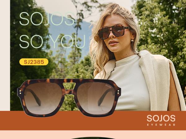 SOJOS Retro Thick Polarized Aviator Sunglasses for Women Bold Square Pilot Shades