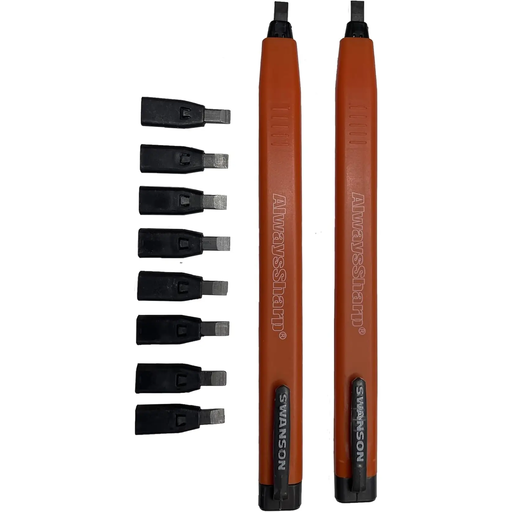 Swanson Tool Co CP216 Alwayssharp Refillable Mechanical Carpenter Pencil, Two Pack, with 8 More Replacement Black Graphite Tips Swanson Tool