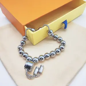 High-end luxury men's and women's circular bead bracelet, fashionable casual wristband, made of titanium steel (Including a beautifully gift-wrapped box).