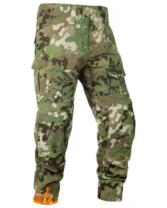 Men's Fleece Lined Tactical Pants Thermal Camo Cargo Pants Winter Waterproof Hiking Pants Insulated Work Pants