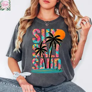 Comfort Colors Beach Summer Shirt, Sun Salt Sand Shirt, Tropical Vacation Tee, Coastal Graphic Tee, Palm Tree Shirt, Ocean Beach Shirt